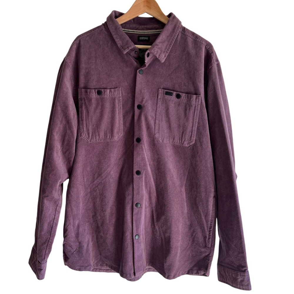 Buffalo David Bitton Corduroy Shirt Mens XL Button Up Purple Workwear Shacket